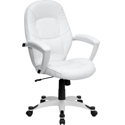 Flash Furniture Mid-Back White Leather Executive Office Chair(Fla-Qd-5058M-White