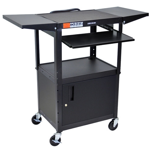 Luxor Adjustable Height Metal Cart With Keyboard - Black (Luxor LUX-AVJ42KBCDL)