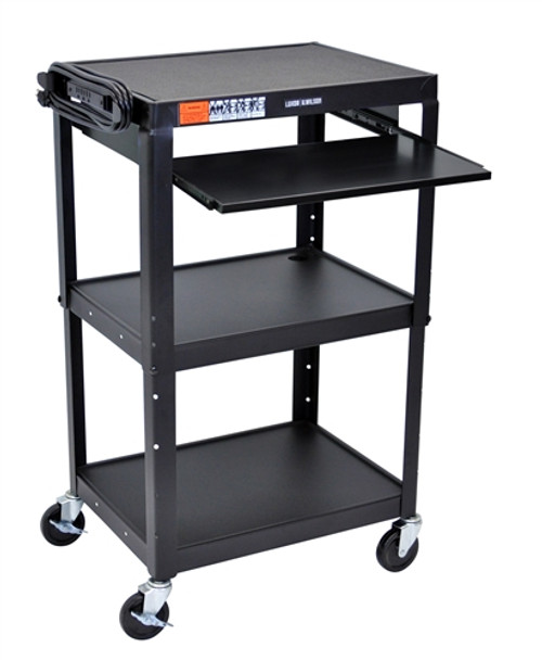 Luxor Adjustable Height Metal Cart With Keyboard Tray (Luxor LUX-AVJ42KB)