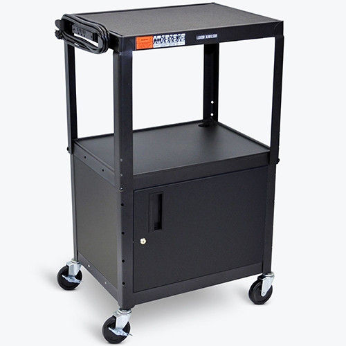 Luxor Adjustable-Height Steel Av Cart - Cabinet (Luxor Lux-Avj42C)
