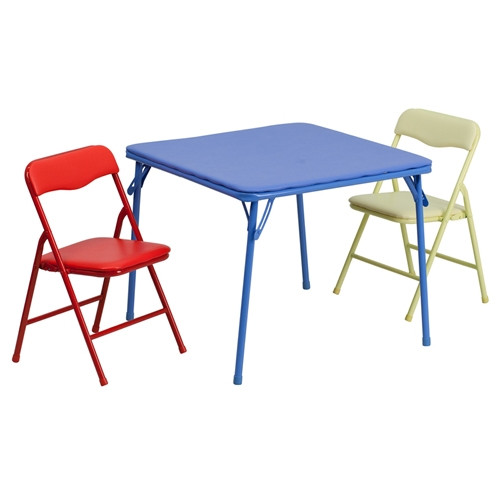 Flash Furniture Kids Colorful 3 Piece Folding Table and Chair Set(FLA-JB-10-CARD
