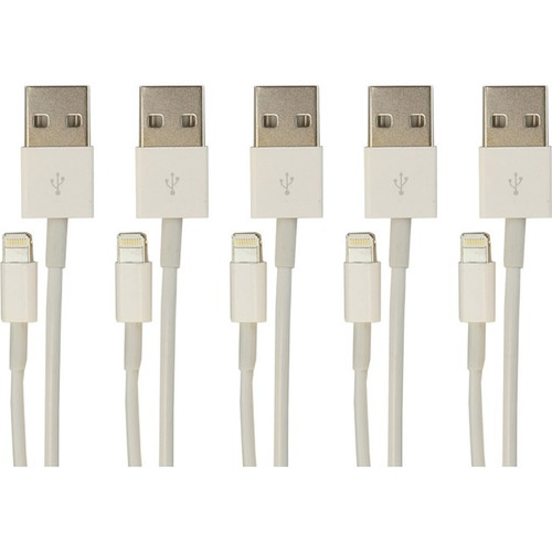 VisionTek Lightning to USB 1 Meter Cable White 5-Pack (M/M) - 3.3 Ft USB lightni
