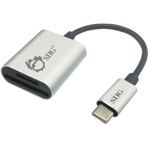 SIIG USB-C 2-in-1 Card Reader for SD & Micro SD - Silver - 2-in-1 - SD, SDHC, SD