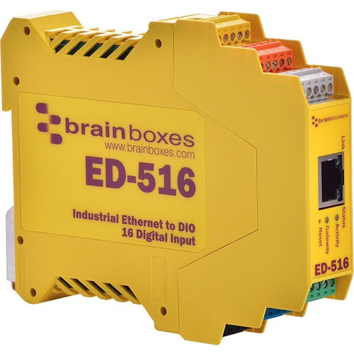 Brainboxes - Ethernet to 16 Digital Inputs + RS485 Gateway - Twisted Pair - 1 x