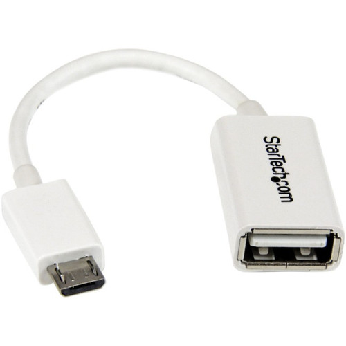 StarTech.com 5in White Micro USB to USB OTG Host Adapter M/F - Connect your USB