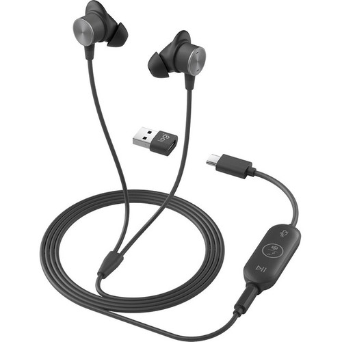 Logitech Zone Wired Earbuds - Stereo - Mini-phone (3.5mm), USB Type A, USB Type