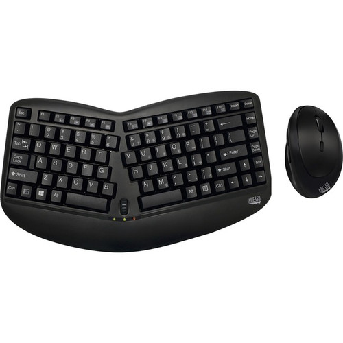 Adesso Tru-Form Wireless Ergo Mini Keyboard & Mouse - USB Membrane Wireless RF K