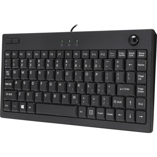 Adesso AKB-310UB Mini Trackball Keyboard - USB - 87 Keys - Black
