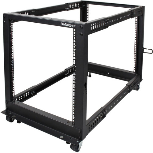 StarTech.com 4-Post 12U Mobile Open Frame Server Rack, 19" Network Rack with Cas