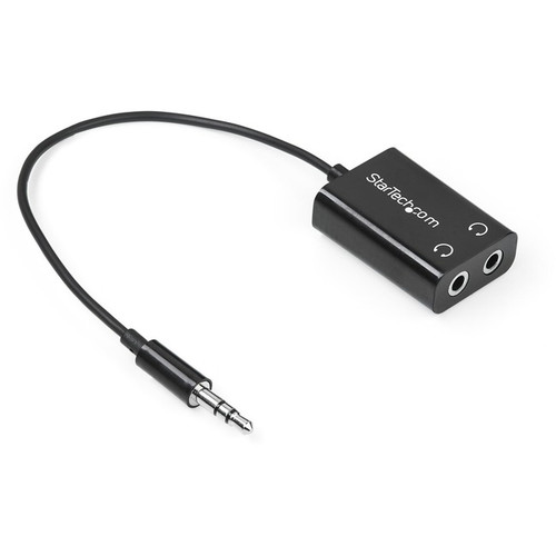 StarTech.com Black Slim Mini Jack Headphone Splitter Cable Adapter - 3.5mm Male