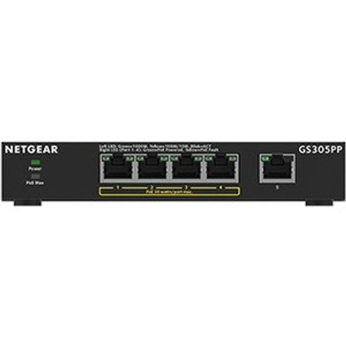Netgear 300 GS305PP Ethernet Switch - 5 Ports - 2 Layer Supported - Twisted Pair