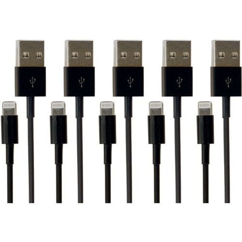 VisionTek Lightning to USB 1 Meter Cable Black 5-Pack (M/M) - 3.3 Ft USB lightni