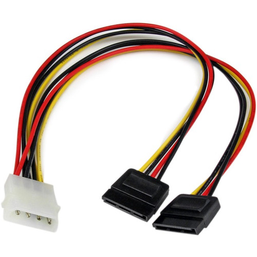 StarTech.com 12in LP4 to 2x SATA Power Y Cable Adapter - Power two SATA drives f