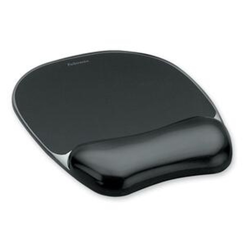 Fellowes Crystals&trade; Gel Mousepad Wrist Support Black - 0.56" x 7.94" x 9.06