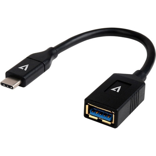 V7 Black USB Cable USB 3.0 A Female to USB-C Male 0.3m 1ft - 11.81" USB Data Tra