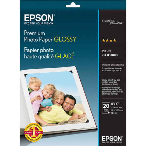 Epson Borderless Premium Photo Paper - 92 Brightness - 97% Opacity - 8" x 10" -