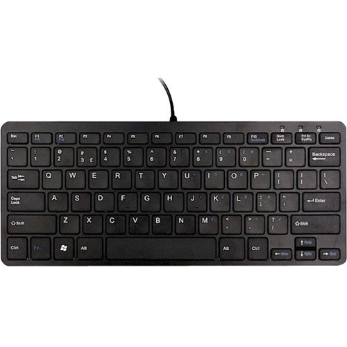 R-Go Tools Compact Ergonomic Wired Keyboard, QWERTY, Black - Cable Connectivity