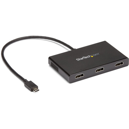 StarTech.com 3-Port USB-C Multi-Monitor Adapter, Type-C to 3x HDMI MST Hub, Trip