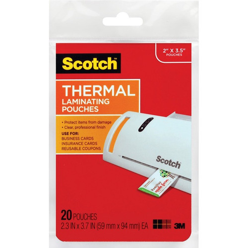 Scotch Thermal Laminating Pouches - Laminating Pouch/Sheet Size: 2.30" Width x 3