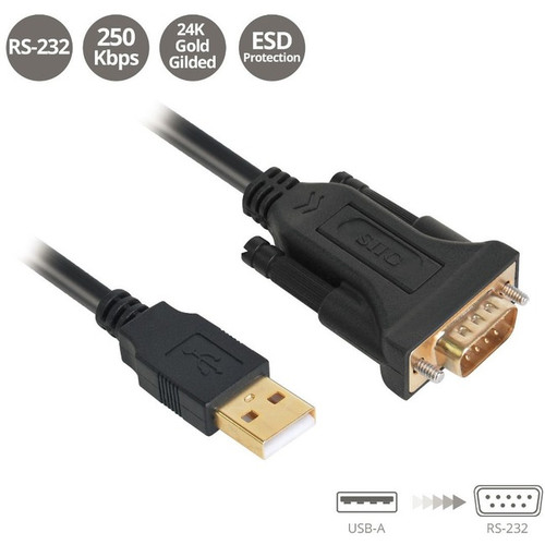 SIIG USB to RS-232 Serial Adapter Cable - FTDI FT232 - 12Mbps USB Data Transfer