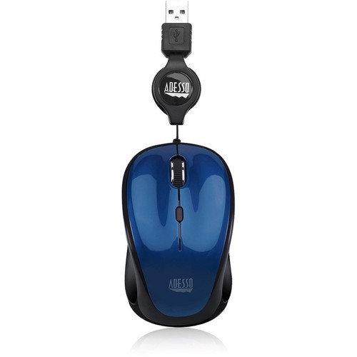 Adesso iMouse S8L - USB Illuminated Retractable Mini Mouse - Optical - Cable - B