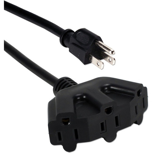 QVS 10ft Three Angle Outlet 3-Prong Power Extension Cord - For Computer - 125 V