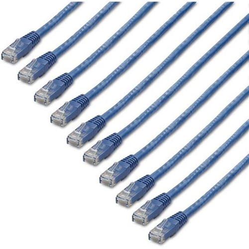 StarTech.com 1 ft. CAT6 Cable - 10 Pack - Blue CAT6 Ethernet Cords - Molded RJ45