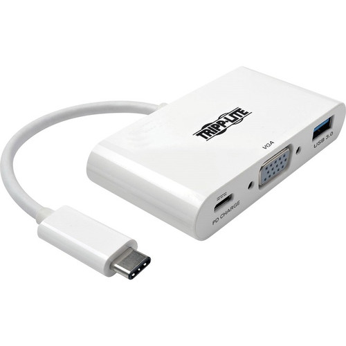 Tripp Lite by Eaton USB-C to VGA Adapter with USB 3.x (5Gbps) Hub Ports and 60W