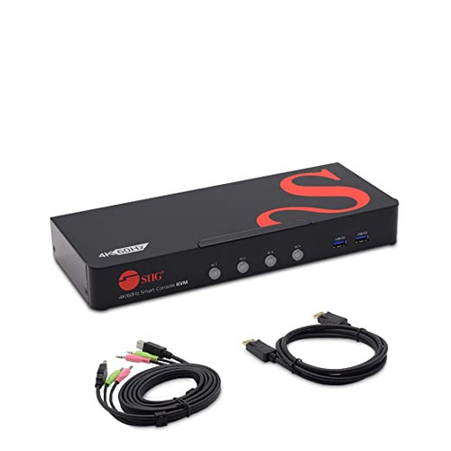 SIIG 4 Port 4K 60HZ DisplayPort 1.2 KVM Switch with USB 3.0 and Multi-Media port