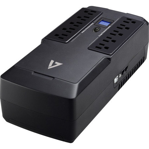 V7 UPS 750VA Desktop with 10 Outlets, Touch LCD (UPS1DT750-1N) - Desktop - 8 Hou