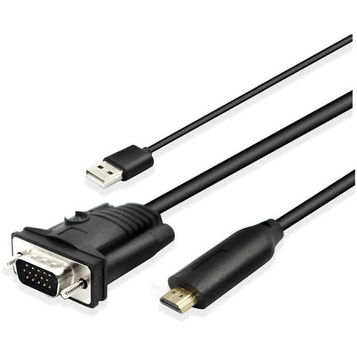 4XEM HDMI to VGA 10FT Cable with USB Audio - 10 ft HDMI/USB/VGA Video Cable for
