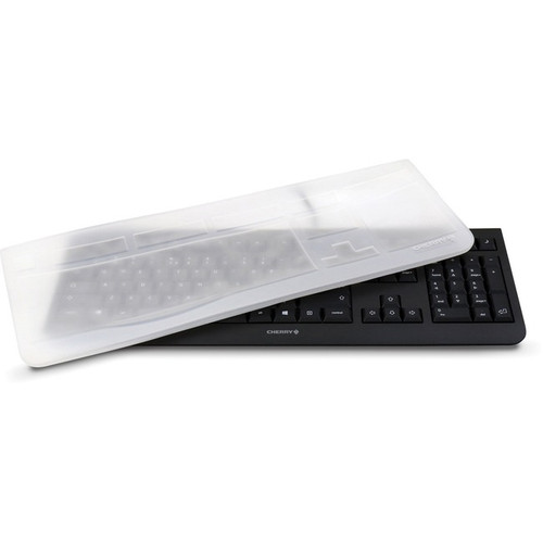 CHERRY EZCLEAN Wired Keyboard - Full Size,Black,Included Easy to Clean Flat Sili