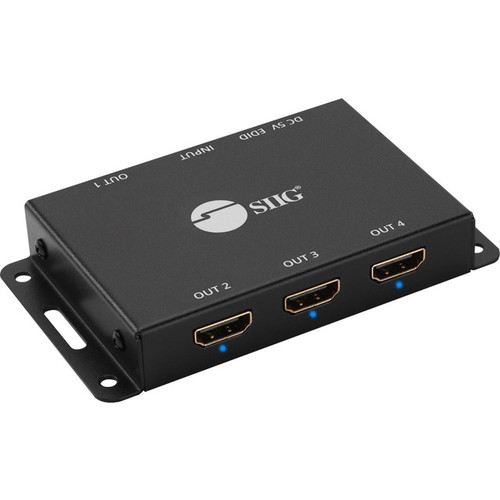 SIIG 4 Port HDMI 2.0 HDR Mini Splitter Amplifier with EDID Management - 4 Port H