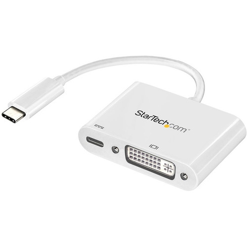 StarTech.com USB C to DVI Adapter with 60W Power Delivery Pass-Through - 1080p U