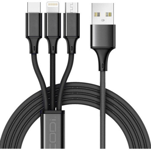 CODi 4' 3-in-1 USB Fast Multi Charging Cable - 4 ft Lightning/Micro-USB/USB Data