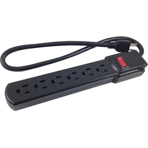 Comprehensive 6-Outlet Black Surge Protector 6Ft AC Cord - 6 - 6 ft Cord - 90 J