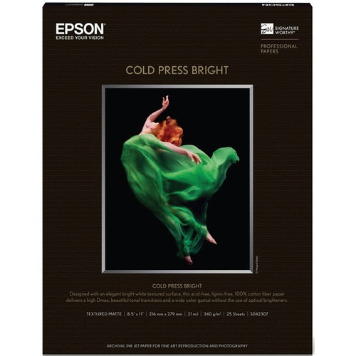 Epson Cold Press Bright Fine Art Paper - 96 Brightness - 98% Opacity - Letter -