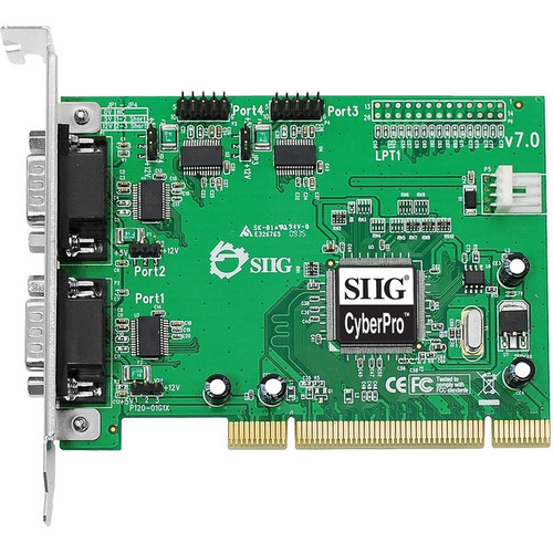 SIIG CyberSerial JJ-P45012-S7 4-port PCI Serial Adapter - 4 x 9-pin DB-9 RS-232