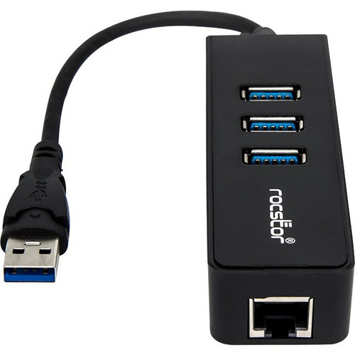 Rocstor Premium 3 Port Portable USB 3.0 Hub with Gigabit Ethernet 10/100/1000- E