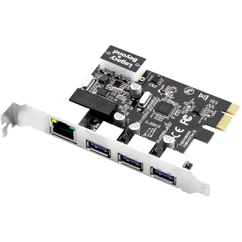 SIIG USB 3.0 3-Port Hub with LAN PCIe Host Card - PCI Express 2.0 x1 - Plug-in C