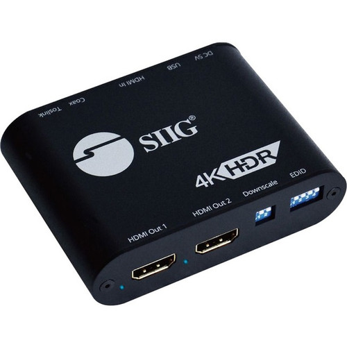 SIIG 1x2 HDMI 2.0 4k Splitter with Audio Extractor / Auto Scaling & EDID Managem