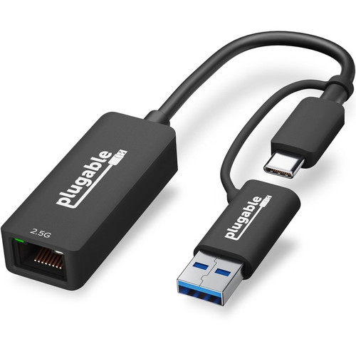Plugable 2.5G USB C and USB to Ethernet Adapter - 2-in-1 Adapter - Compatible wi