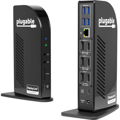 Plugable 4K USB C Docking Station Triple Monitor with 100W Charging - USB C Dock