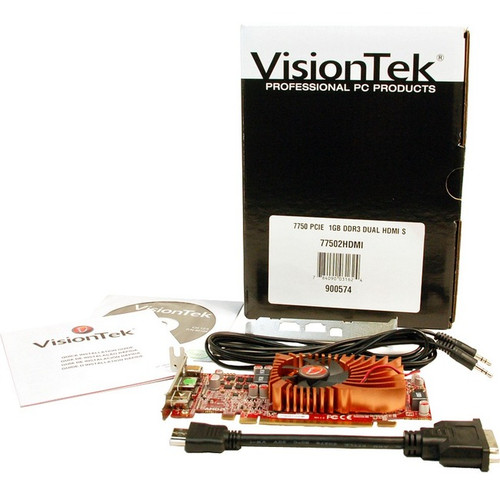 VisionTek Radeon 7750 SFF 1GB DDR3 3M (2x HDMI, miniDP) - 128 bit Bus Width - 25