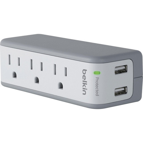 Belkin 3-Outlet Mini Surge Protector with USB Ports (2.1 AMP) - 3 x NEMA 5-15R,