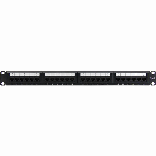 4XEM 24 Port CAT6 Rackmount Patch Panel - Black - Steel - 24 x RJ-45 Port(s)