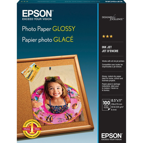 Epson Glossy Photo Paper - 89 Brightness - 96% Opacity - Letter - 8 1/2" x 11" -