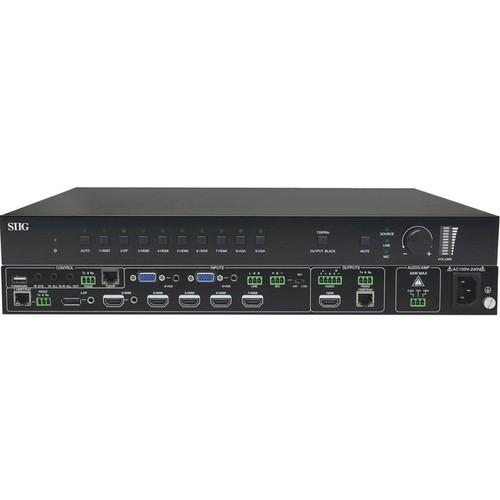 SIIG 9x1 HDBaseT 4K Scaler Switcher - 4096 x 2160 - 4K - Twisted Pair - 9 x 1 -