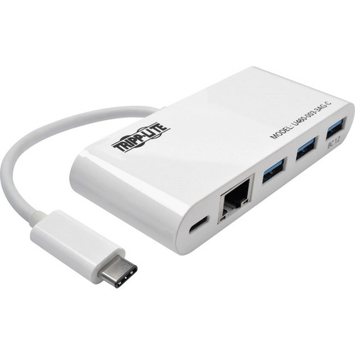 Tripp Lite by Eaton 3-Port USB 3.2 Gen 1 Hub with LAN Port and Power Delivery US