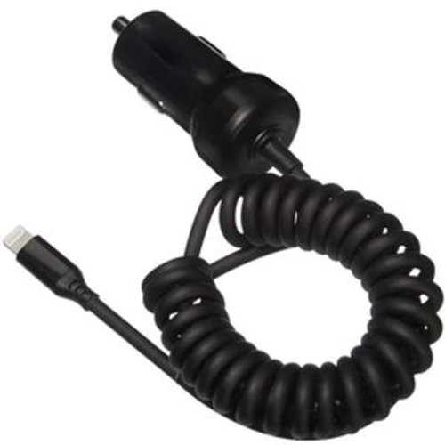 4XEM 8 Pin Lightning Car Charger (Black) for iPod/iPhone/iPad - 1 Pack - 10 W -